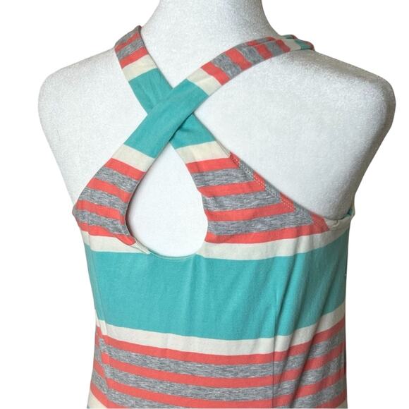 Tommy Bahama Retro Keefe Stripe Maxi Dress S Ice Cave Cross Back Shelf Bra Beach - Picture 5 of 11
